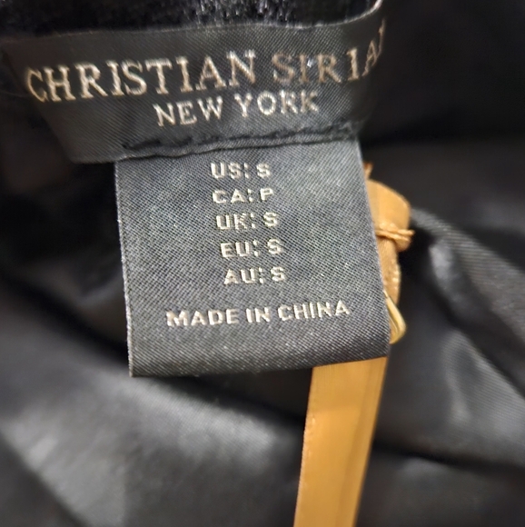 CHRISTIAN SIRIANO NY Black velvet Metallic embroidered details. Size Small NWT - Picture 15 of 16